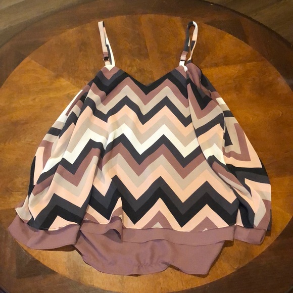 Torrid Purple Chevron Stripe Chiffon Double Layer Swing Cami Size 00 - Picture 3 of 7